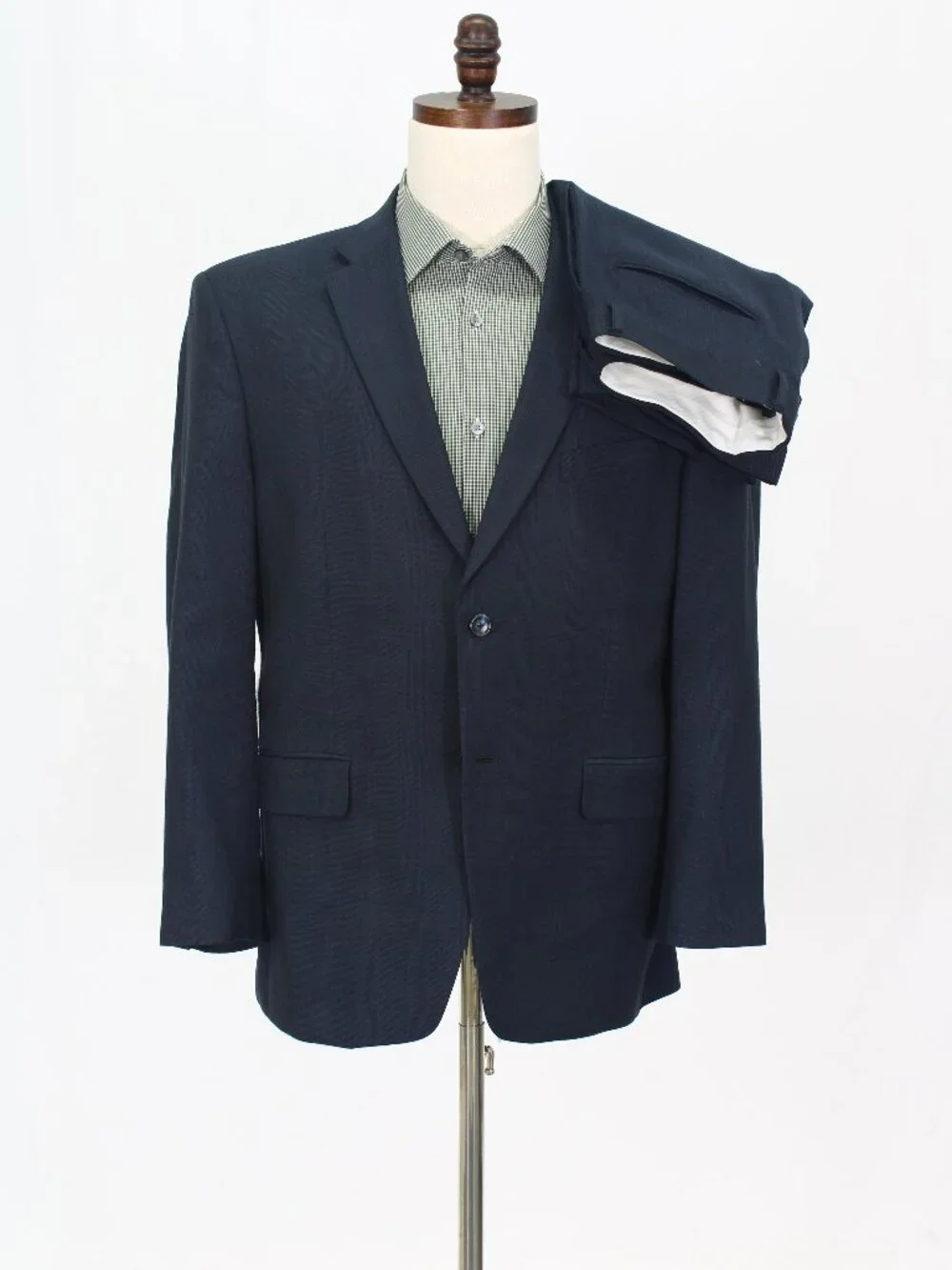 Jones New York 42S 35x28 Navy Full Suit 2-Button Check R962